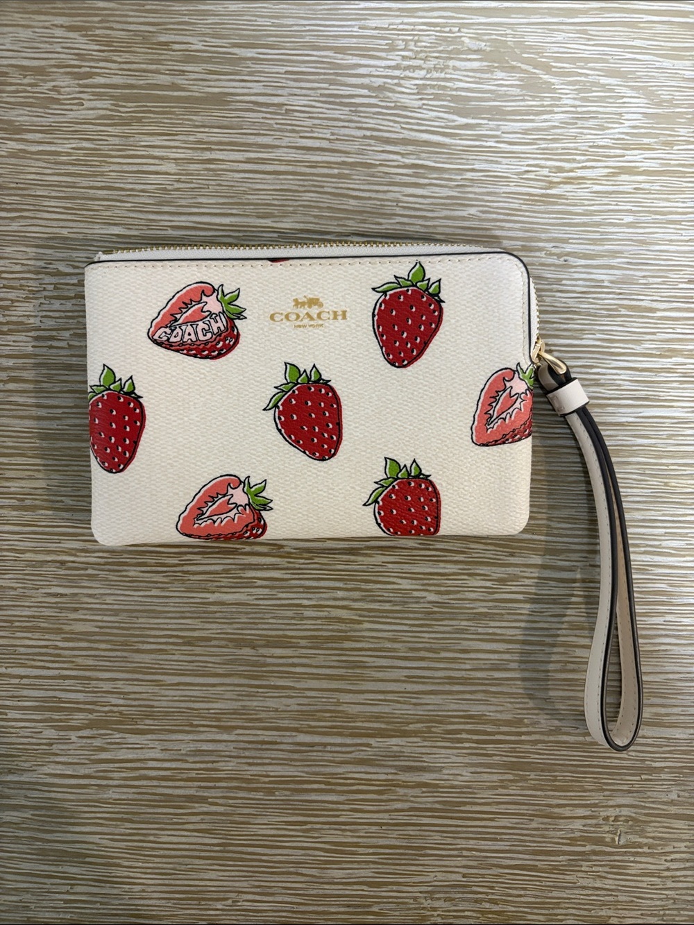 Coach Strawberry Print Wristlet